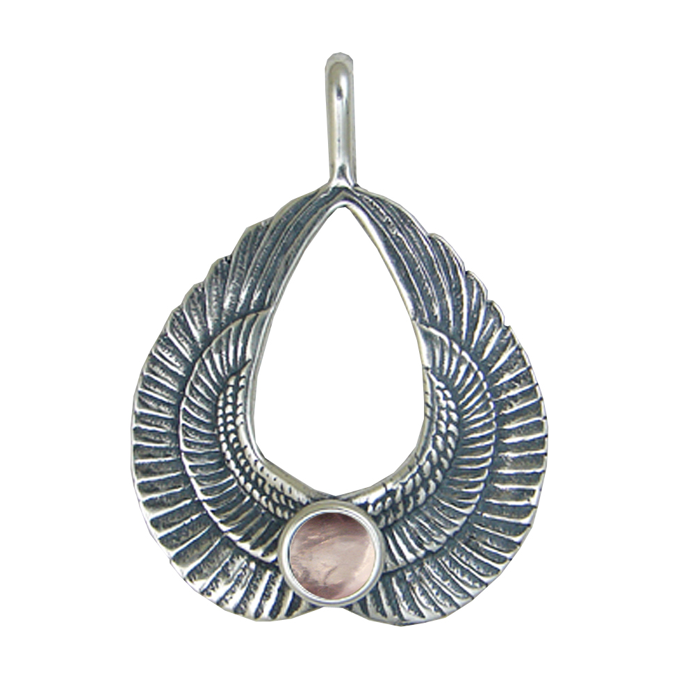 Sterling Silver Wings of Love Pendant With Rose Quartz